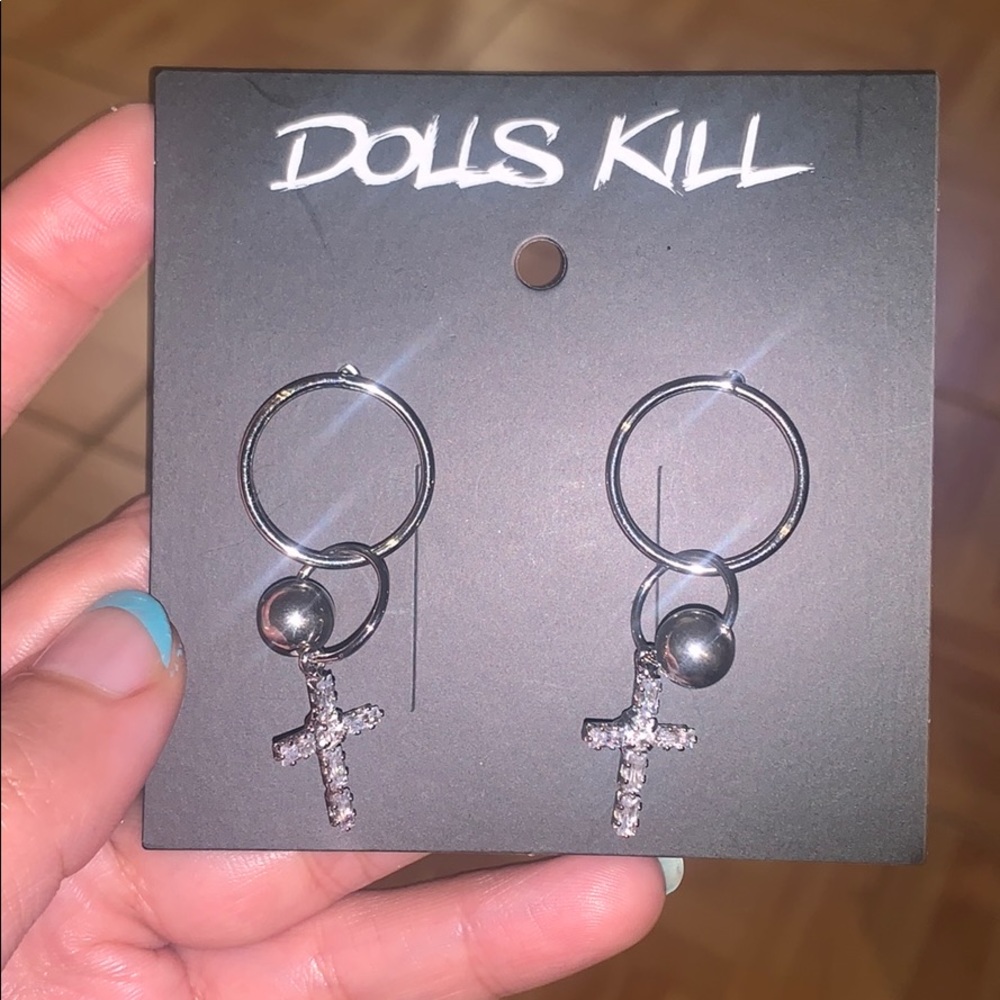 Long cross earrings